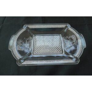 1886 Pressed Glass EAPG 13" Bread or Sandwich Plate with Deer in Pine by McKee